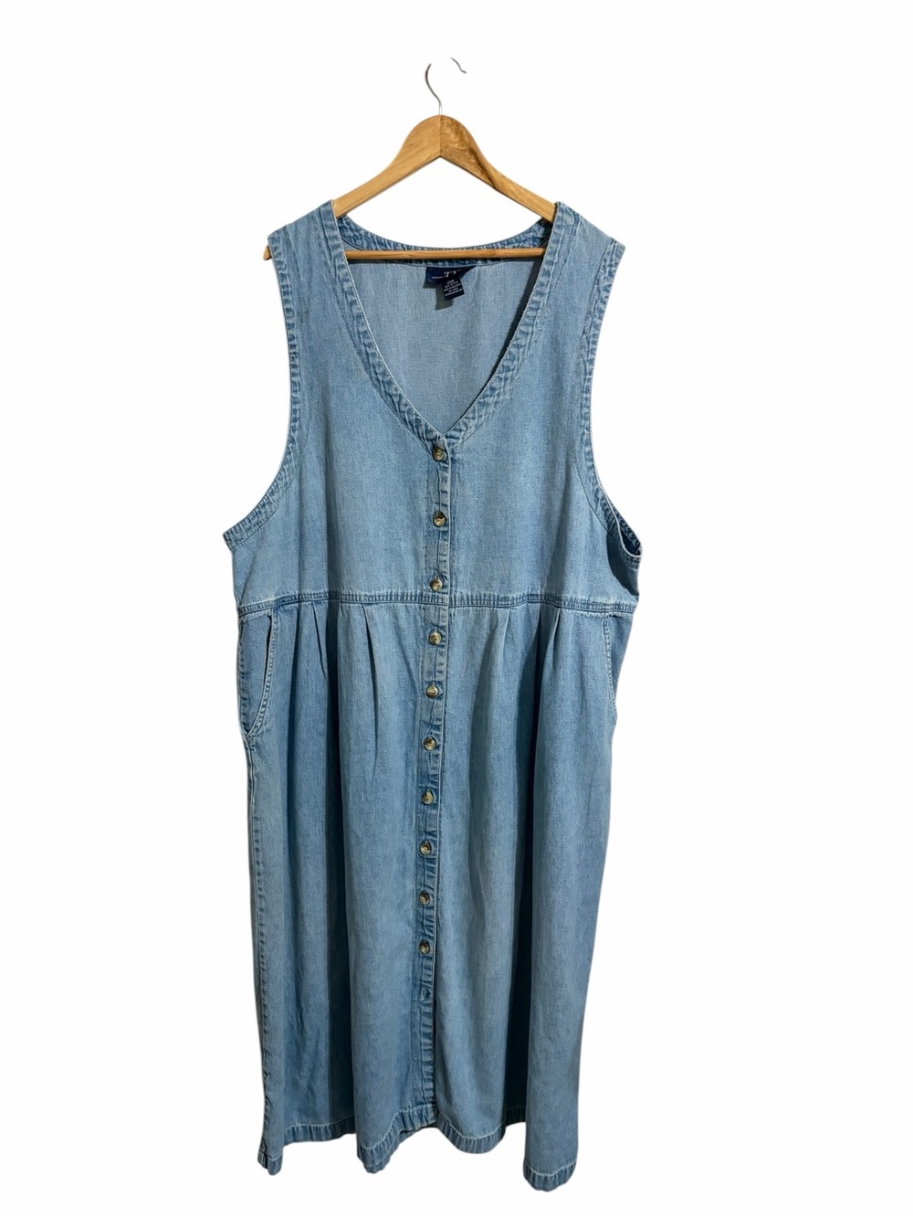 Original TY Wear Blue Denim Midi Dress Button Front Cottagecore Country 26 Boho
